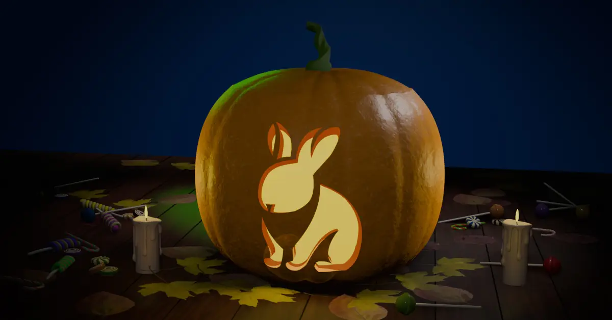 halloween bunny pumpkin lantern 1
